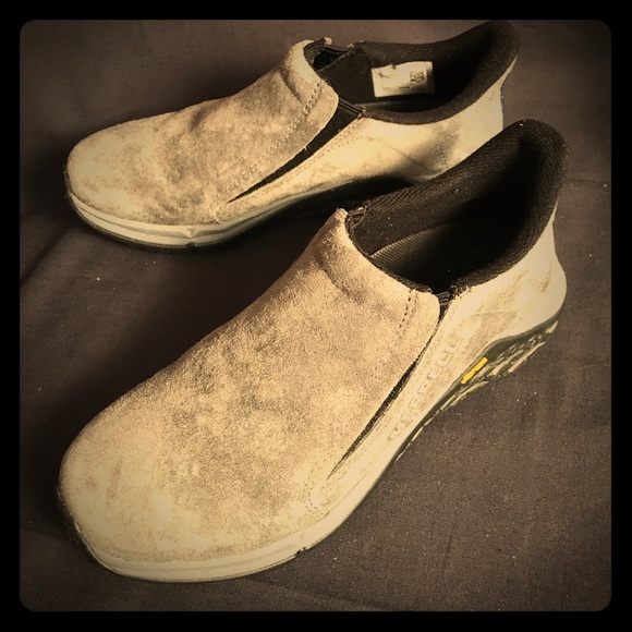Merrell Shoes - Merrell gray suede slip-on Vibram hiking moccasin